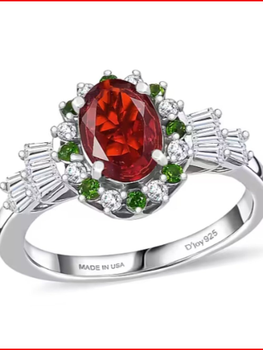 Natural Mexican Cherry Fire Opal and Mutli Gemstone Art Deco Ring